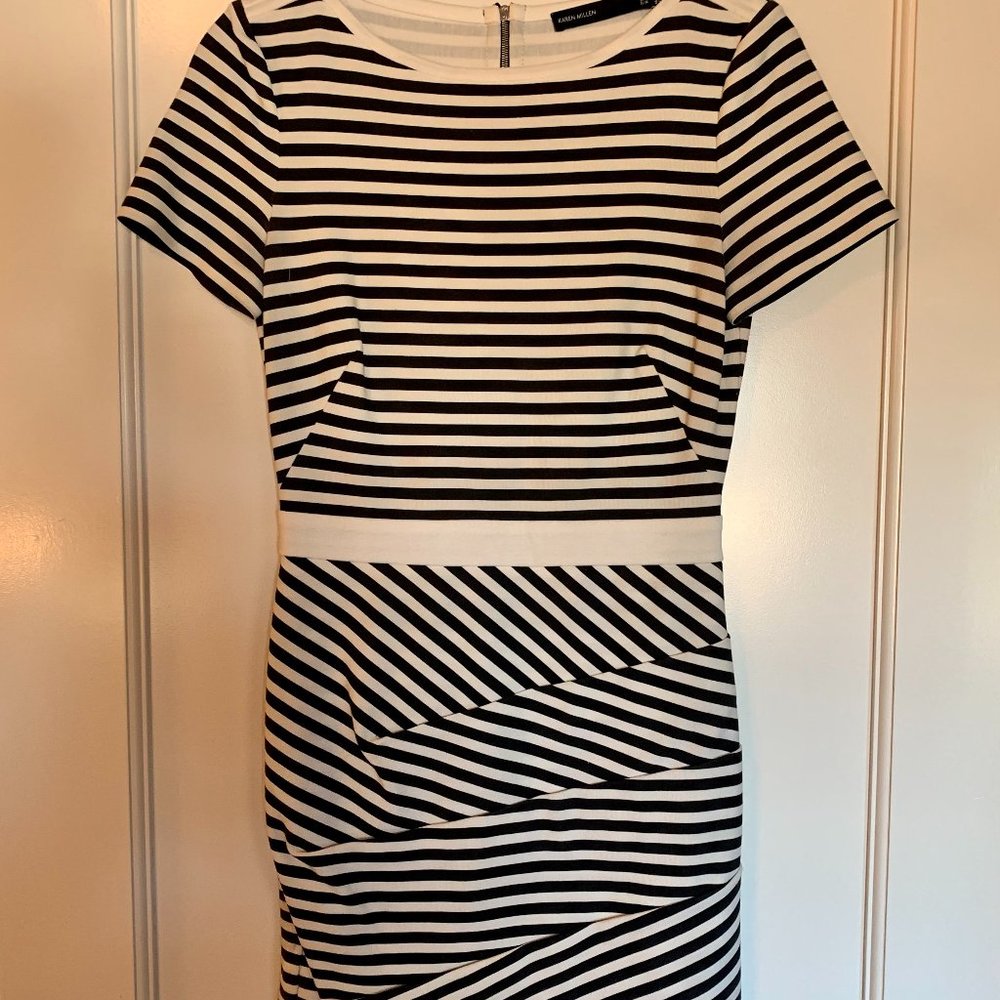 COPY - Karen Millen Black & White Striped Fitted Dress